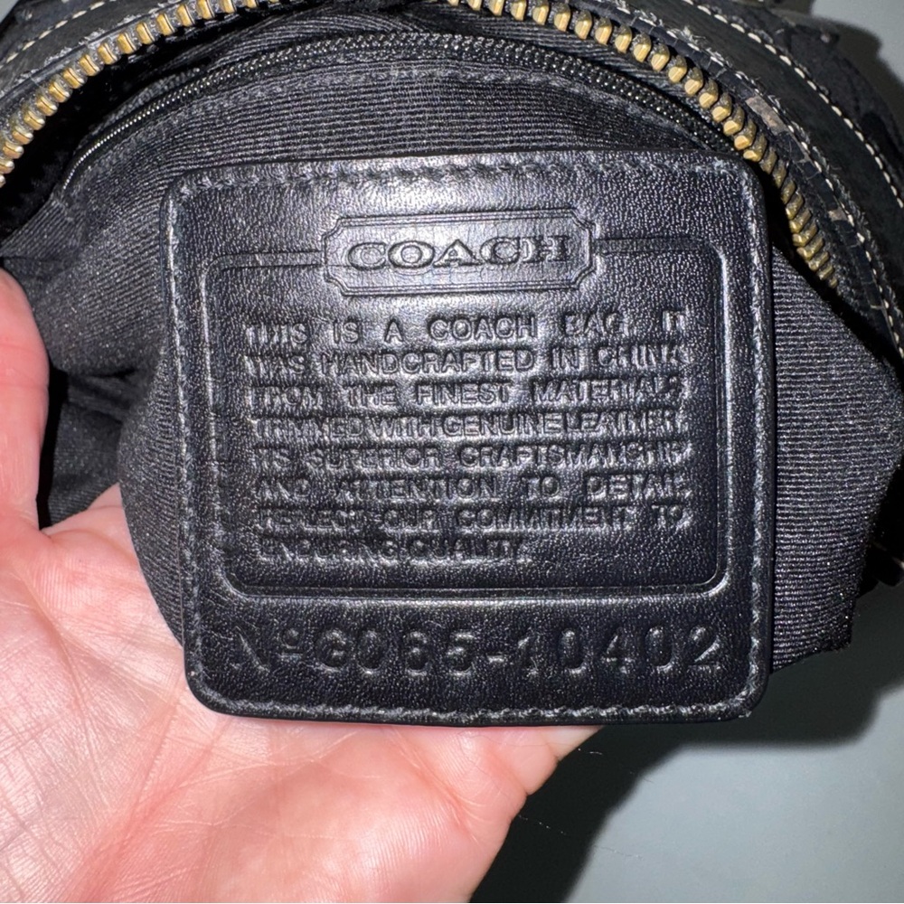Coach Black Canvas Leather Adj Strap Crossbody Satchel Bag Brass Hardware Purse - Picture 7 of 9